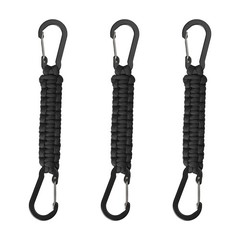Paracord Keychain with Carabiner Clips 3 Pack, Small 1.2m, Black