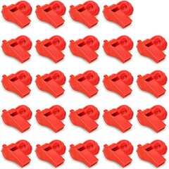 Red Emergency Whistles with Lanyard, Loud Crisp Sound Plastic Whistles Bulk I…