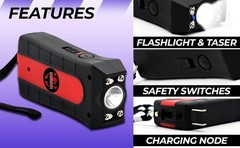 Mini Stun Gun Flashlight Rechargeable Powerful EDC Black