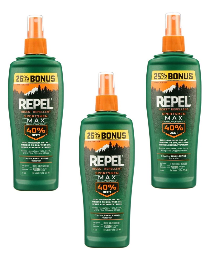 Repel Sportsmen Max Insect Repellent Spray Pump 40% DEET 7.5 oz (3-Pack) Outdoor