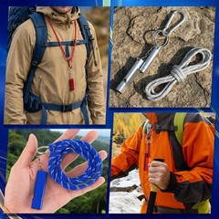 6-Pack Whistle Survival Loud, Coach Whistle with Lanyard Metal Whistles Neckl…