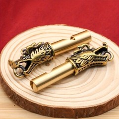 1X Brass Chinese Dragon Whistle Key Chain Pendant Outdoor Whistle Key Chain