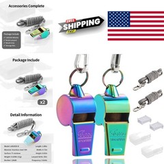 Durable Stainless Steel Sports Whistle with Lanyard Ideal for Coaches 2 Pack