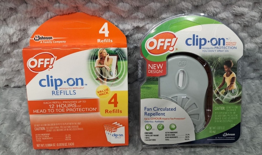 OFF! Clip On Mosquito Repellent Fan Circulated & 4-Pack Refill NEW SEALED 12 Hrs