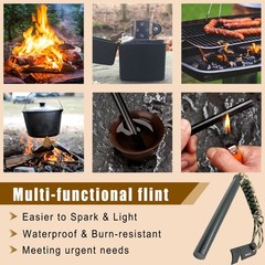 VVAAGG Flint and Steel Fire Starter Kit Survivor 3/8 1/2 inch Ferro Rods and