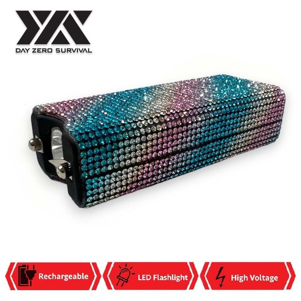 New Pastel Lemonade Bling Jewel Rhinestone Rechargeable Self Defense Stun Gun