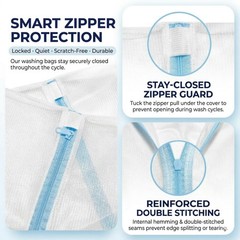 6 Pack Mesh Laundry Bags for Delicates with Auto-Lock Zipper, Durable blue