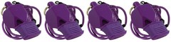 Fox 40 Classic CMG Safety 3-Chamber Pealess Whistle + Lanyard, Purple (4-Pack)