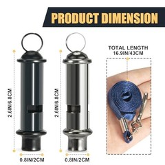 Emergency Whistles 2 Pack, 120dB Pealess Solid Iron Safety Whistles with Nylon