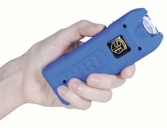 POLICE BLUE Stun Gun 4.9 Milliamp Rechargeable LED FLASHLIGHT ALARM Self Defense