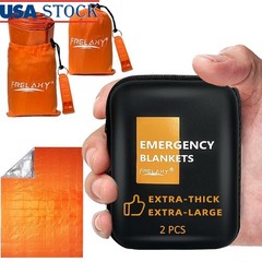 Thick Emergency Blankets Lightweight Heat Reflective Survival Waterproof 2-Pack