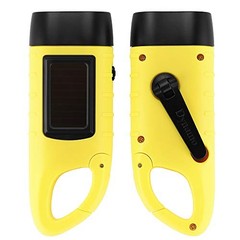 2-Pack Hand Crank Solar Powered Emergency LED Flashlight, Survival Yellow