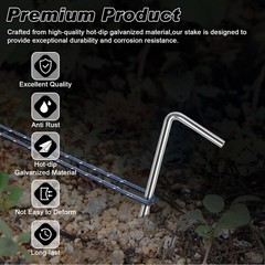 FEED GARDEN 7 Inch Tent Stakes 18 Pack Yard Inflatable 18 Pack, silver