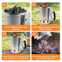 Joyagrill 7.5X12inch XL Charcoal Chimney 7.5x12inch Starter