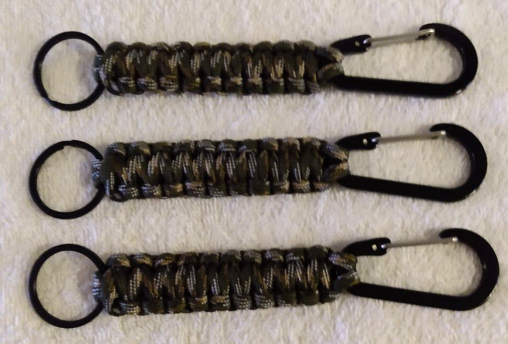 NEW 3Pcs Carabiner Paracord Keyring Keychain Camouflage Outdoor Camping Survival