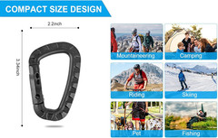Tactical Carabiner Keychain 12 Pack – Heavy-Duty Polymer D-Ring Clips, Lightweig