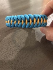 ParaCord Survival Bracelet , Beautiful Blue/Gold Color Size Large.