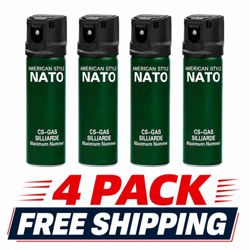 4 Pack 110ml CS Tear Gas Spray Stream Flip Top Personal Safety Protection Guard