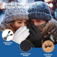 SIMARI Winter Waterproof Warm Gloves Women Men with Touchscreen Large, Black