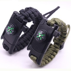 6 in 1 Adjustable Paracord Emergency Bracelet Fire Starter, Compass USA Shipper