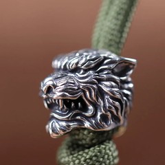 Tiger King Head Sculpture Brass Knife Beads EDC DIY Paracord Pendants…