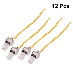 12Pcs Lightweight Durable Camping Whistles with Hanging Cord for Hiking