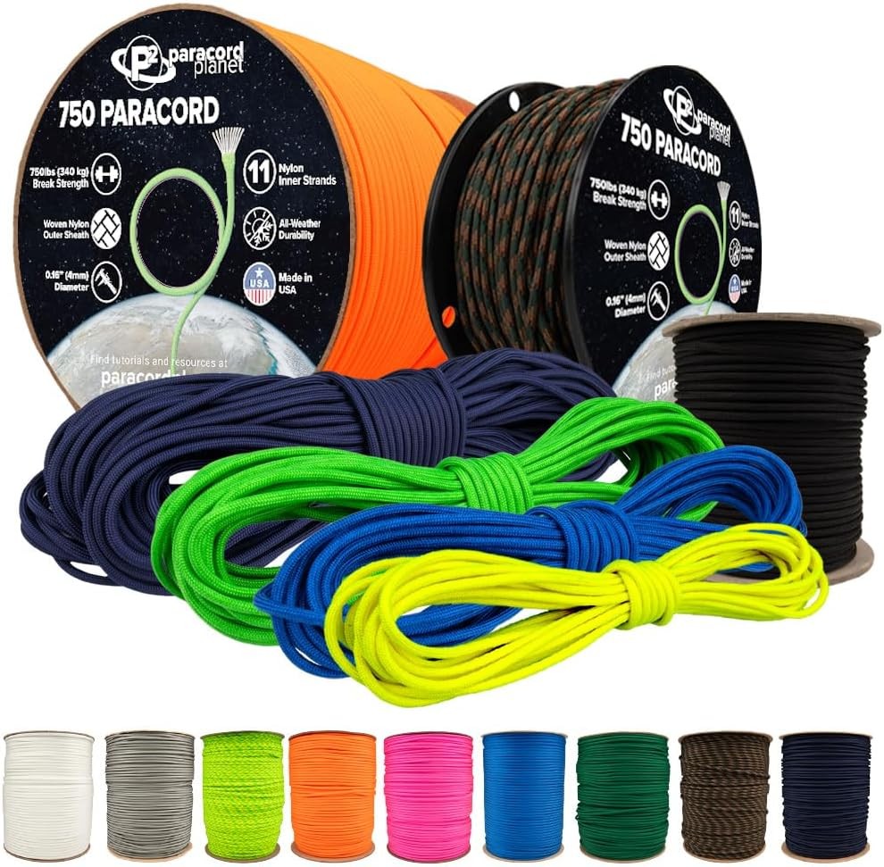 Paracord Planet 750 Paracord – Type IV Multi-Purpose Nylon Cord with 11 Strand