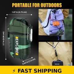 LcFun Waterproof Outdoor Lighter 2-Pack USB Rechargeable & Butane