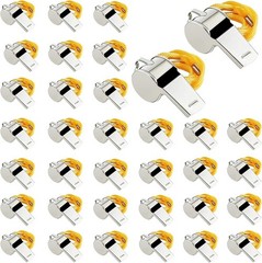 35 Pack Stainless Steel Referee Whistles with Lanyard – Loud, Durable, Reliable