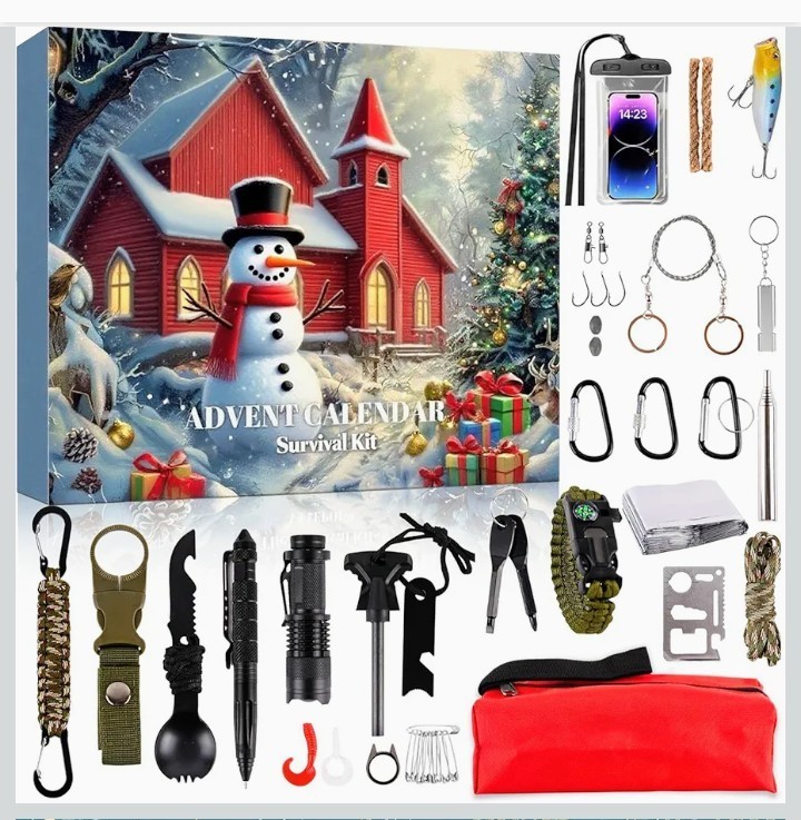 Survival Kit Advent Calendar for Teen Adult, 24 Days Christmas Countdown Calenda