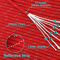 VVAAGG Reflective Paracord Rope 100FT, 7 Strand Nylon Para Cord Lanyard Utility