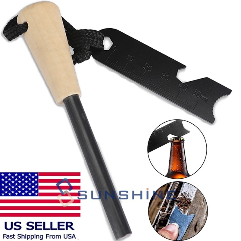 Fire Starter Flint Steel Striker Survival Kit Ferro Rod Camping Outdoor Tool