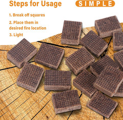 Fire Starter, 64 Mini Square, Natural Fire Starters for BBQ, Campfire, Fireplace