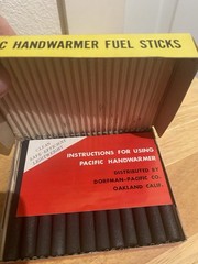 VINTAGE DORFMAN-PACIFIC CO HANDWARMER & BOXED FUEL STICKS NICE!