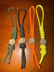 4pk Paracord Combo Knife Lanyard Neon Yellow/orange, Grey, Green with Skull