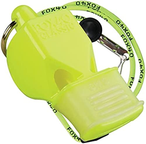 FOX40 Classic CMG Safety Neon Yellow Whistle + Break-Away Safety Whistle Cord
