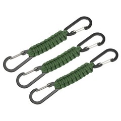 Paracord Keychain Aluminum Paracord Lanyard Key Chain – (3 Pack, Green)