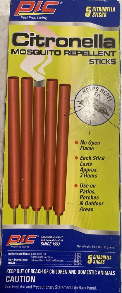 PIC 5-pack Mosquito Repelling Sticks repellant for confined outdoor spaces bug