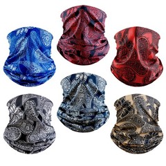 6 Pack Neck Gaiter Elastic Balaclavas Face Mask Medium-Large, Paisley 6
