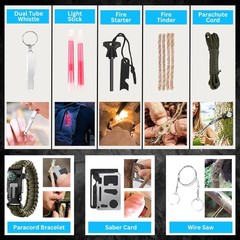 Survival Kit and First Aid Kit, 142Pcs Survival Gear & Equipment, for Men Dad Hu