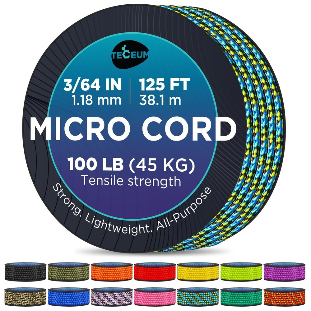 TECEUM Micro Paracord Rope – Thin Braided Cord for Crafting, DIY, Camping