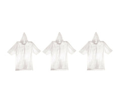 (3)CLEAR Emergency Rain Poncho Survival Outdoor Event Hiking Pocket Gear 61 x 65