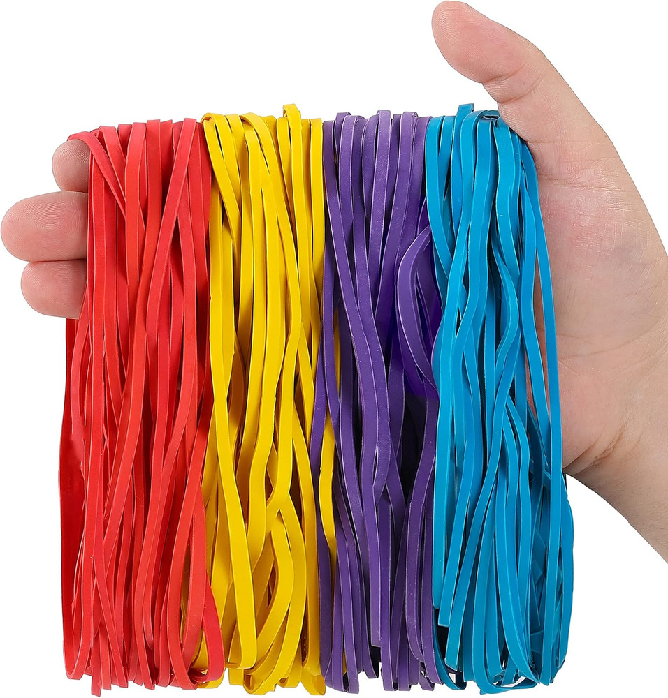 ONE Pound Large Rubber Bands, Assorted Colors, Multi-Purpose Office Supplies, Re