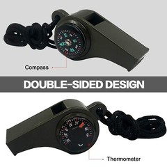 MeiNvShe 2 Pack Emergency Survival Whistle, 3-in-1 Emergency Whistles with Co…