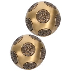 Two Reusable Brass Hand Fitness Balls for Grip Strengthening and Massage Therapy