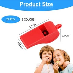 24 Pack Plastic Pipes Kids, Whistles with Lanyard, Sport Pipe Trai…