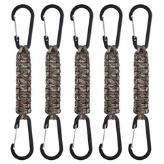 5-Pack Braided Paracord with Clips, 7.9 Inch Paracord Lanyard[Green Camouflage]