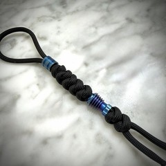 Dual Blue Titanium Beads w/ 550 Paracord Knife Lanyard EDC Zipper Pull