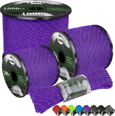 Paracord Reflective 1000Lb, 50/100/200/500/1000Ft 4Mm, 13 Strand Parachute Spool