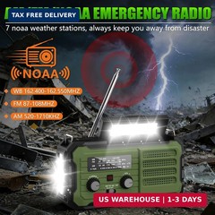 Emergency Radio Hand Crank Solar, 10000mAh/37000mWh Emergency Weather Radio, Han